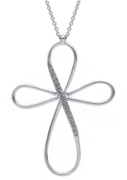 Imagen de Gargantilla de oro blanco 18k con Cruz de brillantes | 39+3 cm
