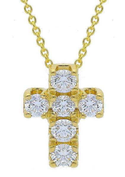 Imagen de Gargantilla de oro amarillo 18k con Cruz de brillantes | 39+3 cm