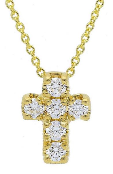 Imagen de Gargantilla de oro amarillo 18k con Cruz de brillantes | 39+3 cm