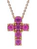 Imagen de Gargantilla Cruz de zafiros rosa oro rosa 18k | 39+3 cm