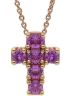 Picture of Pink sapphire Cross Necklace | 18k rose gold | 39+3 cm