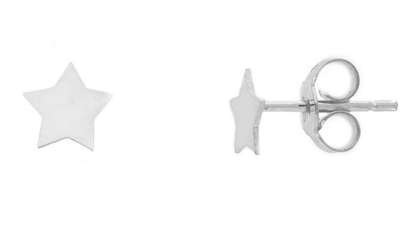 Imagen de Pendiente lóbulo Estrella pequeña oro blanco 18k