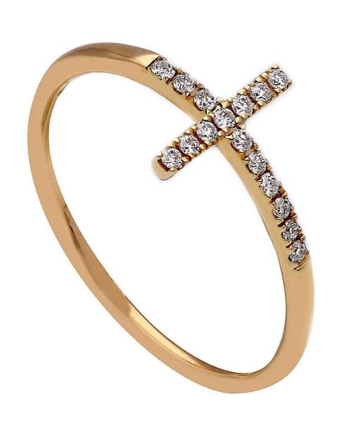 Immagine di Anello con Croce di brillanti oro rosa 18k