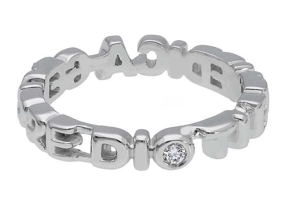 Picture of 18k white gold Prayer Ring "Ti benedica Signore Dio"