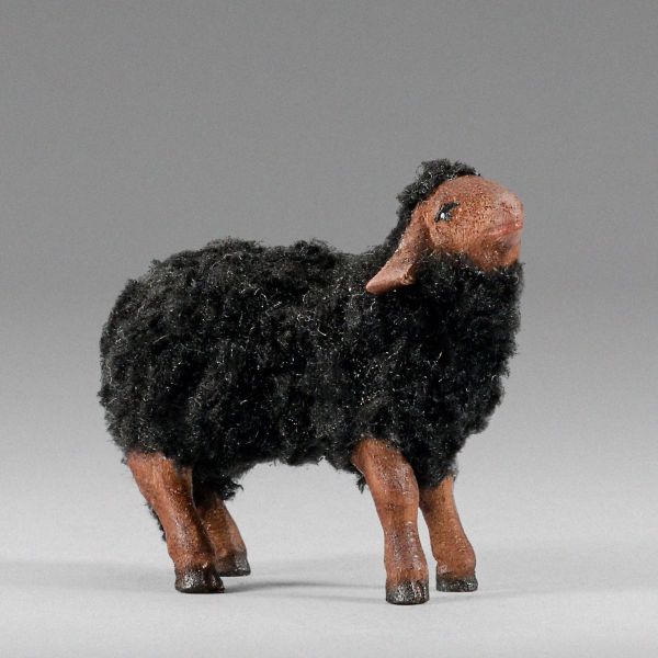 Immagine di Agnello con lana nera Presepe Hannah Orient 12 cm stile orientale legno e tessuto