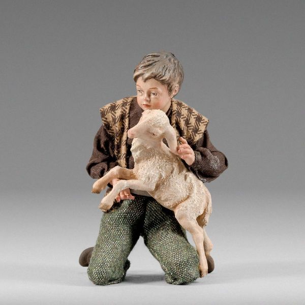 Picture of Boy with lamb Hannah Alpin Nativity 11,8 inch rustic style wood & fabric