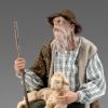 Picture of Shepherd Kneeling with lamb Hannah Alpin Nativity 5,5 inch rustic style wood & fabric