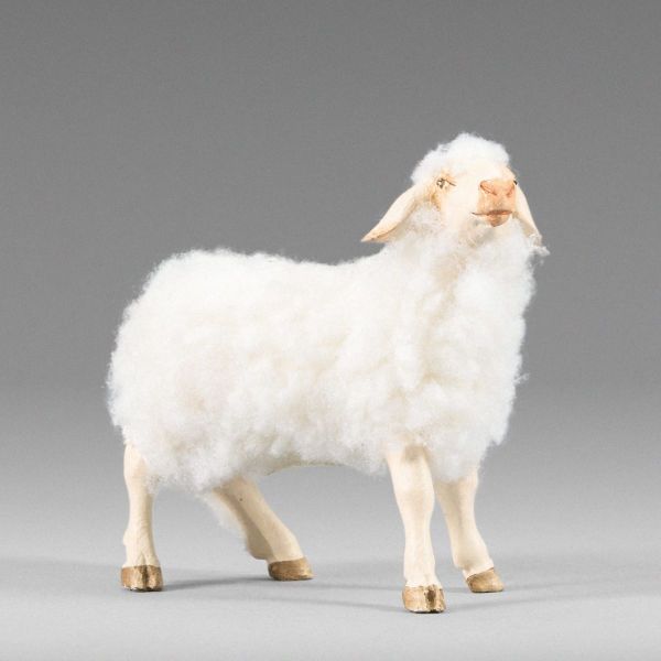Immagine di Pecora con lana bianca Presepe Hannah Alpin 30 cm stile tirolese legno e stoffa