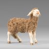 Immagine di Pecora con lana marrone Presepe Hannah Alpin 21 cm stile tirolese legno e stoffa