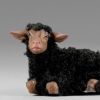 Immagine di Pecora sdraiata con lana nera Presepe Hannah Alpin 21 cm stile tirolese legno e stoffa