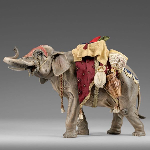 Immagine di Elefante addobbato Presepe Hannah Orient 12 cm stile orientale legno e tessuto