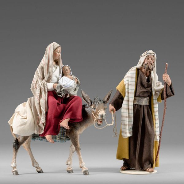 Immagine di Gruppo Fuga in Egitto 4 pezzi Presepe Hannah Orient 14 cm stile orientale legno e tessuto