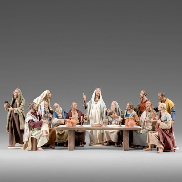 Immagine di Gruppo Ultima Cena 14 pezzi Presepe Hannah Orient 12 cm stile orientale legno e tessuto