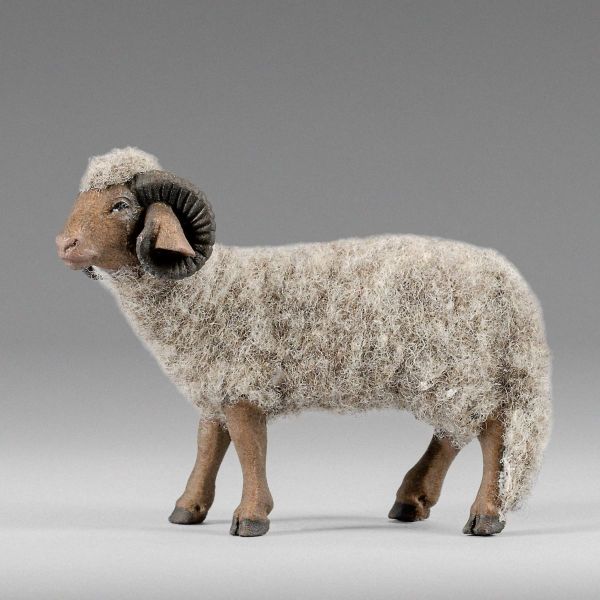 Immagine di Montone con lana grigia Presepe Hannah Orient 12 cm stile orientale legno e tessuto
