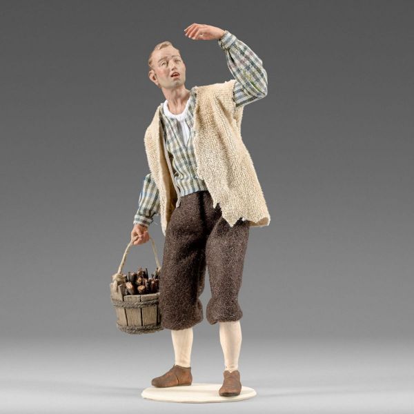 Picture of Shepherd with bucket Hannah Alpin Nativity 5,5 inch rustic style wood & fabric