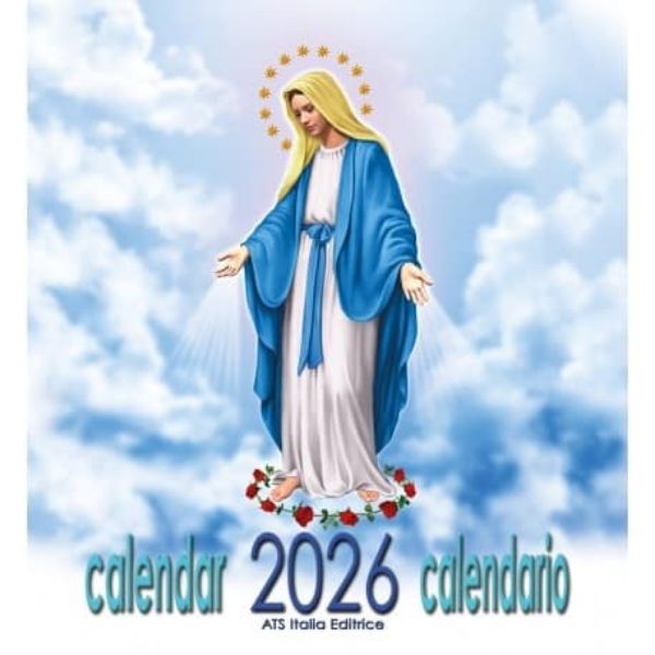 Immagine di Madonna Lourdes Fatima Guadalupe Carmelo Ausiliatrice Oropa Calendario da muro 2026 cm 32x34