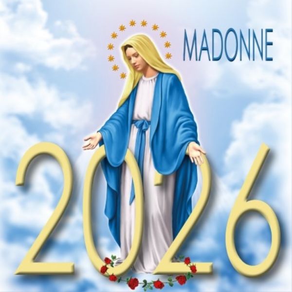 Immagine di Madonna Fatima Ausiliatrice Lourdes Carmelo Guadalupe Calendario da tavolo 2026 cm 8x8
