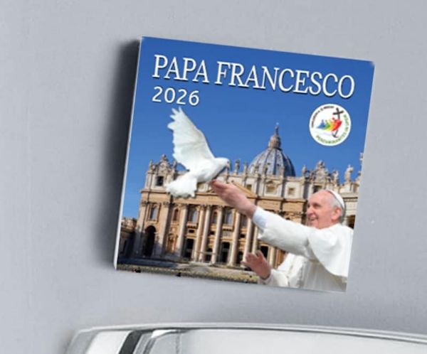 Picture of Pope Francis Saint Peter's Basilica  2026 magnetic calendar cm 8x8 (3,1x3,1 in)