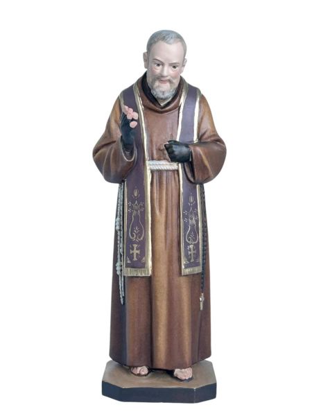 Immagine di Statua San Padre Pio con stimmate 10 cm legno dipinto