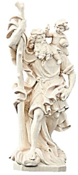Immagine di Statua San Cristoforo con bambino 30 cm legno naturale