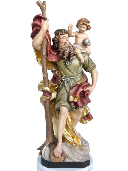 Immagine di Statua San Cristoforo con bambino 150 cm legno dipinto