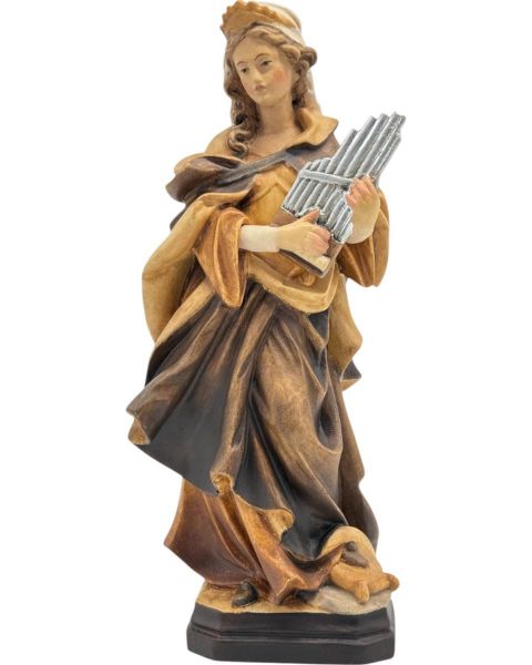 Immagine di Statua Santa Cecilia di Roma con organo 15 cm legno marrone