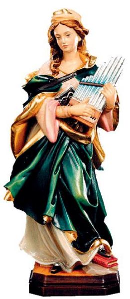 Immagine di Statua Santa Cecilia di Roma con organo 80 cm legno dipinto