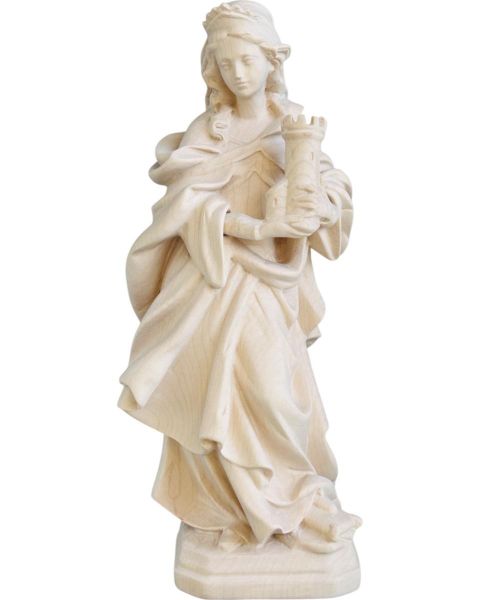 Immagine di Statua Santa Barbara con torre 40 cm legno naturale