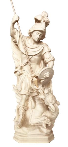 Immagine di Statua San Giorgio e il drago 40 cm legno naturale