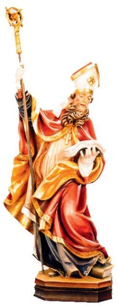 Imagen de Estatua San Benedetto da Norcia con cuervo 25 cm madera pintada