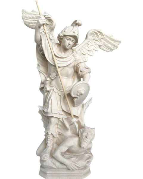 Imagen de Estatua San Miguel Arcángel y el diablo 25 cm madera natural