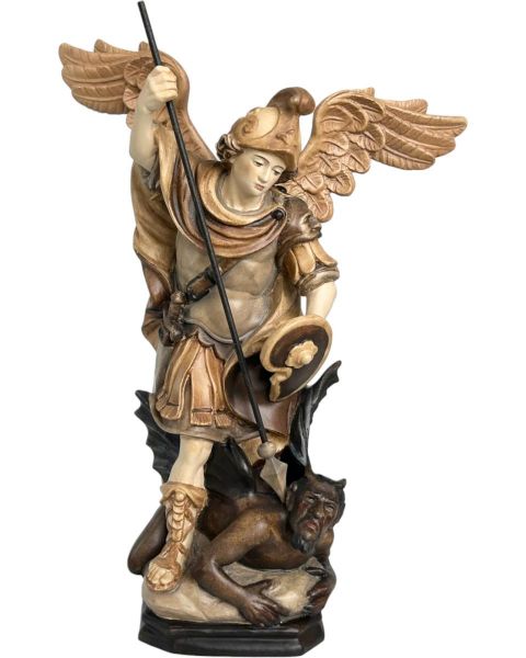 Immagine di Statua San Michele Arcangelo 180 cm legno marrone