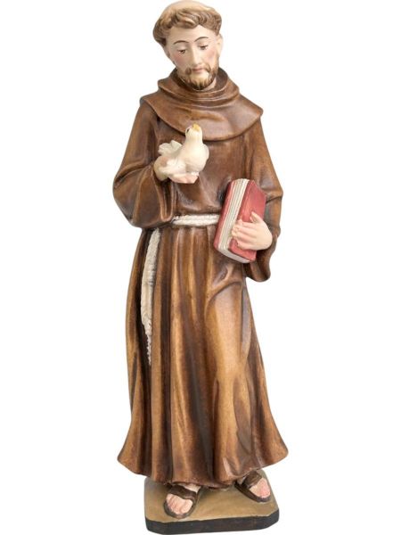 Immagine di Statua San Francesco con colomba 30 cm legno dipinto