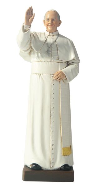 Immagine di Statua Papa Francesco 20 cm pasta di legno dipinta