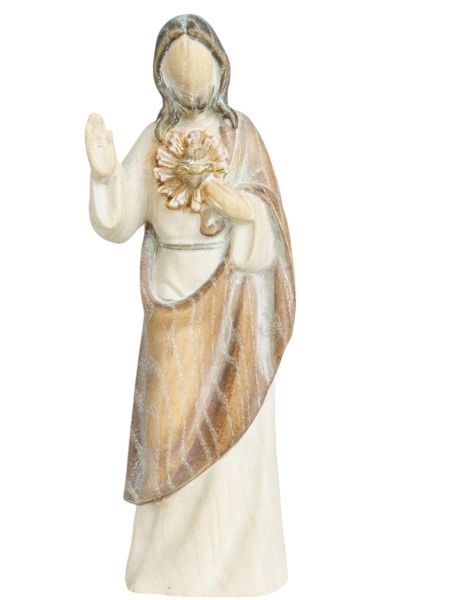Immagine di Statua Sacro Cuore di Gesù stilizzato 10 cm legno dipinto