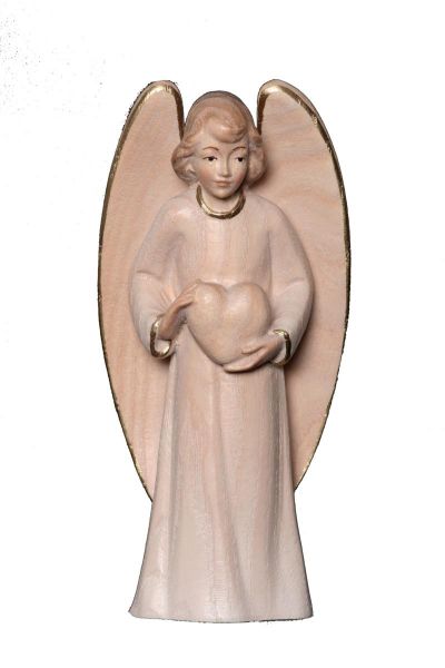 Immagine di Angelo Custode con cuore 12 cm Statua legno bianca