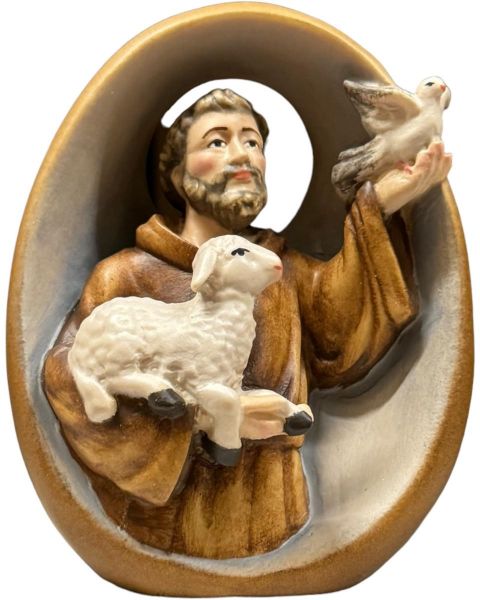 Immagine di Busto di San Francesco d’Assisi 12 cm legno dipinto