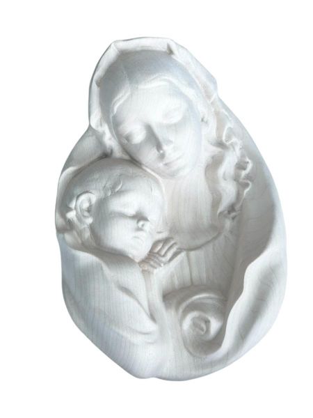 Immagine di Ovale Madonna con Bambino 24 cm legno naturale