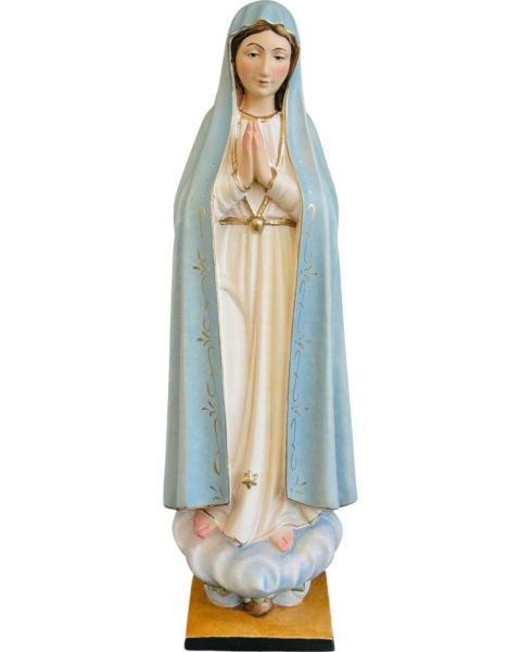 Immagine di Statua Madonna Pellegrina di Fatima 30 cm legno blu