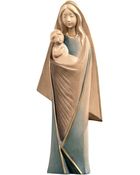 Immagine di Statua Madonna con Bambino minimalista 100 cm legno dipinto