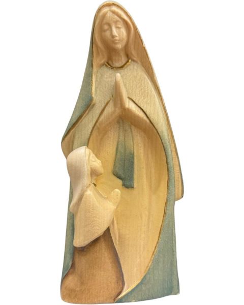 Immagine di Statua Madonna di Lourdes e Bernadette 100 cm legno dipinto