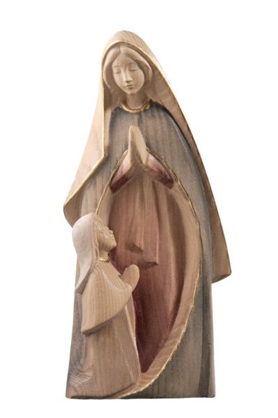 Immagine di Statua Madonna di Lourdes e Bernadette 100 cm legno dipinto