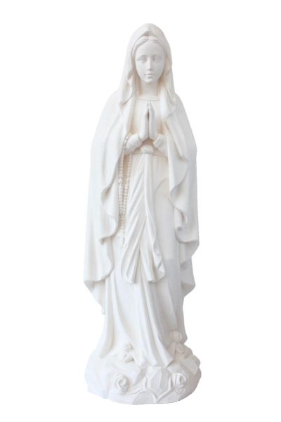 Immagine di Statua Madonna di Lourdes in preghiera 100 cm vetroresina bianca