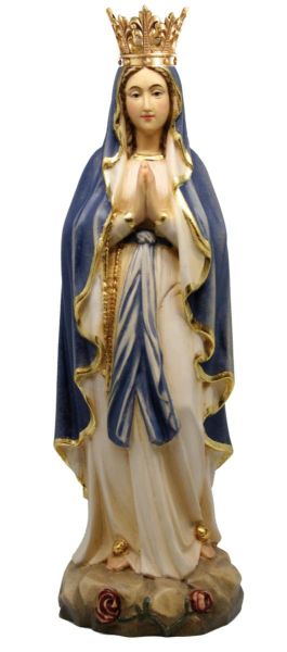 Immagine di Statua Madonna di Lourdes con corona 100 cm legno blu