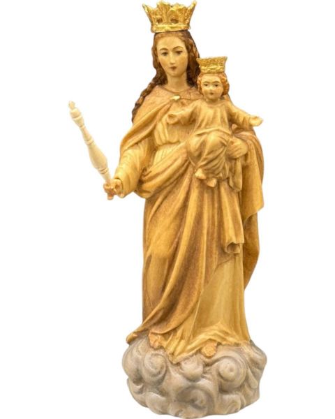 Immagine di Statua Maria Ausiliatrice con scettro e Bambino 15 cm legno marrone