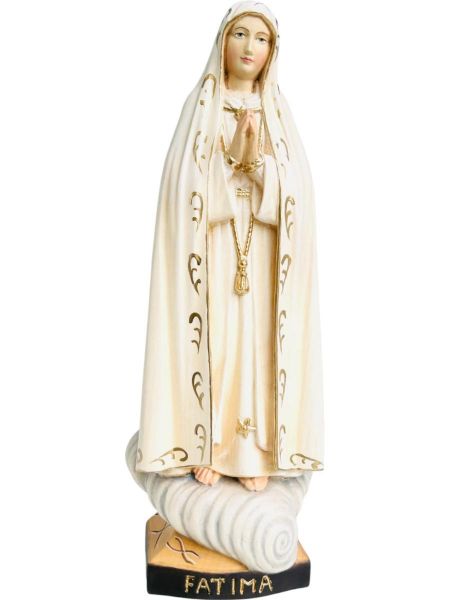 Immagine di Statua Madonna di Fatima in preghiera 12 cm legno dipinto