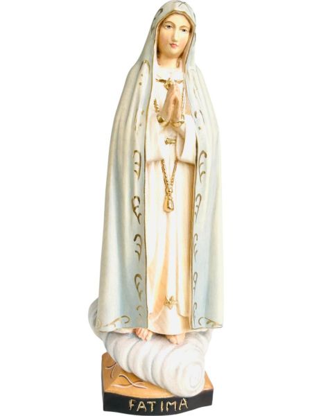 Immagine di Statua Madonna di Fatima in preghiera 30 cm legno blu