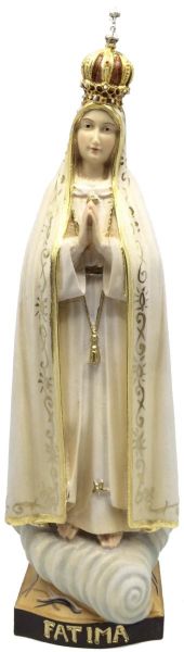 Immagine di Statua Madonna di Fatima con corona 100 cm legno dipinto