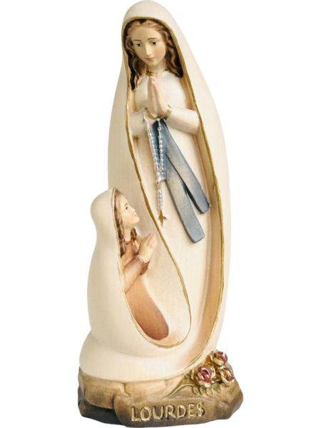 Imagen de Virgen de Lourdes moderna y Bernadette 60 cm Escultura pintada