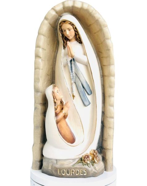 Imagen de Virgen de Lourdes y Bernadette en la cueva 100 cm Escultura pintada